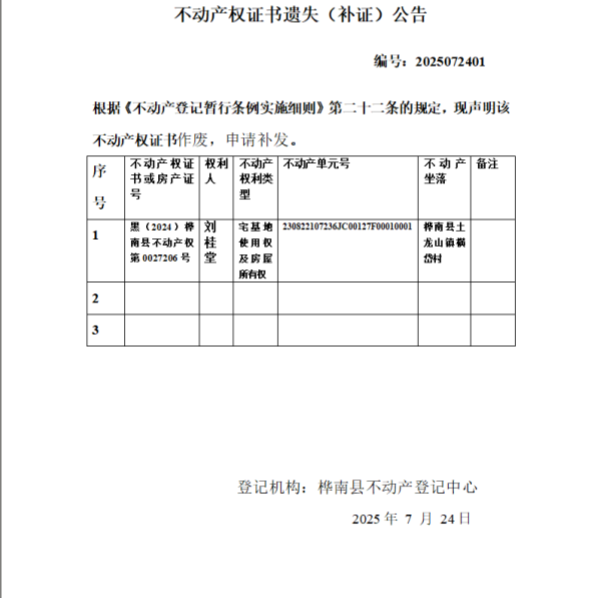不动产权证书遗失（补证）公告(刘桂堂).png